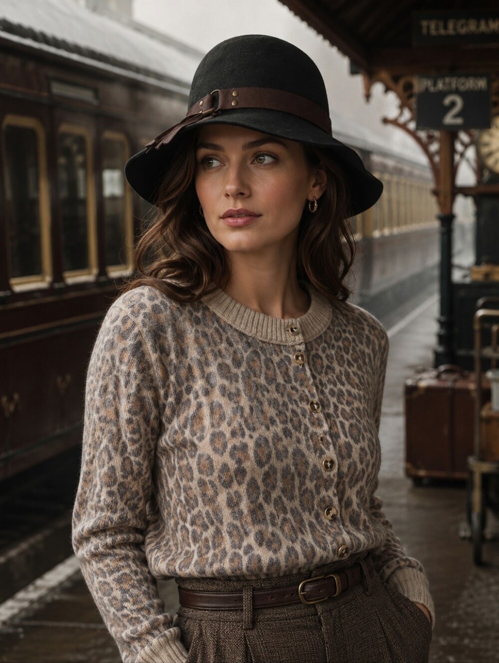 Callanan Millinery 100% Wool Black Felt Floppy Hat with Brown Band